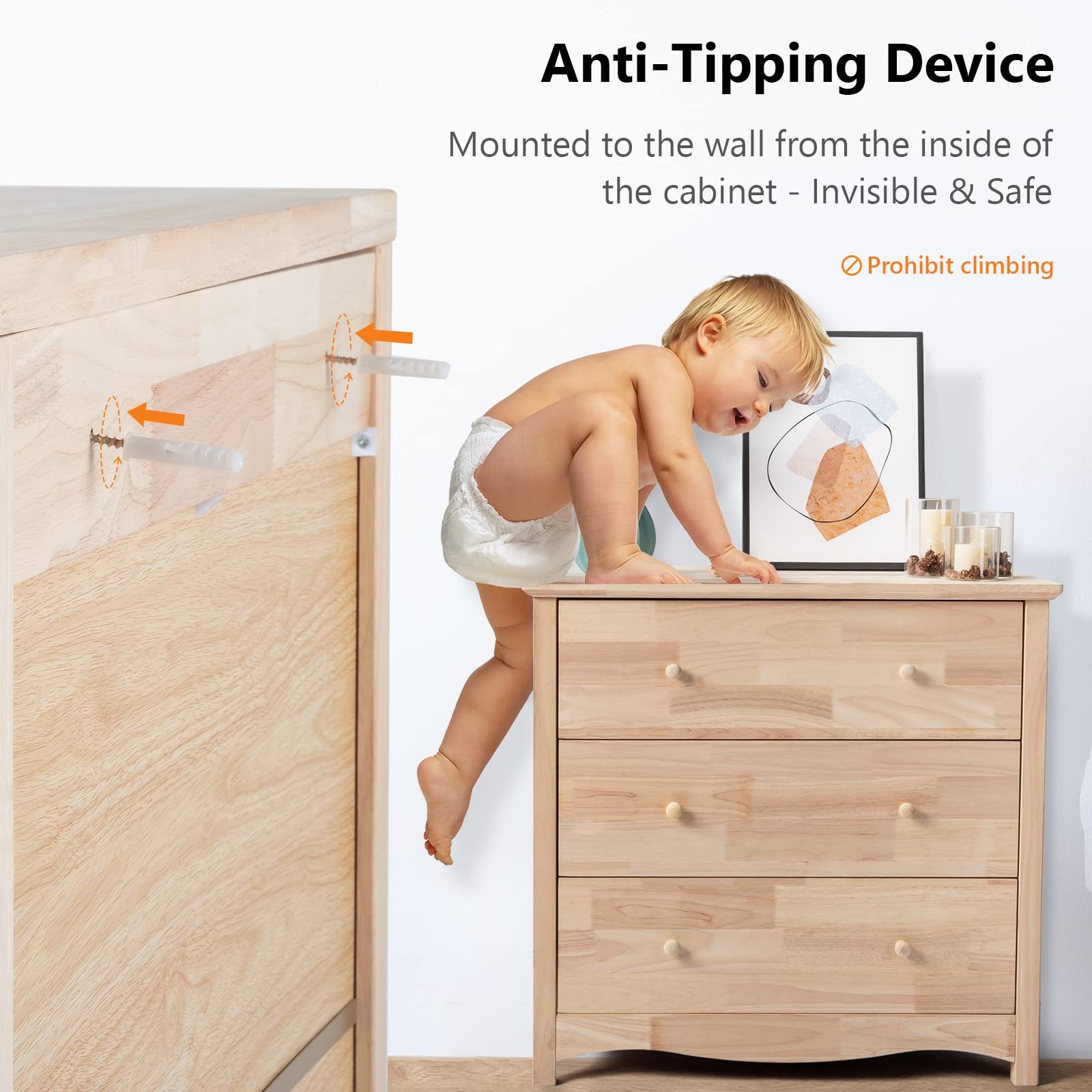 Unfinished Solid Wood Dresser Color DIY, 3 Drawer Dresser for Bedroom, Natural