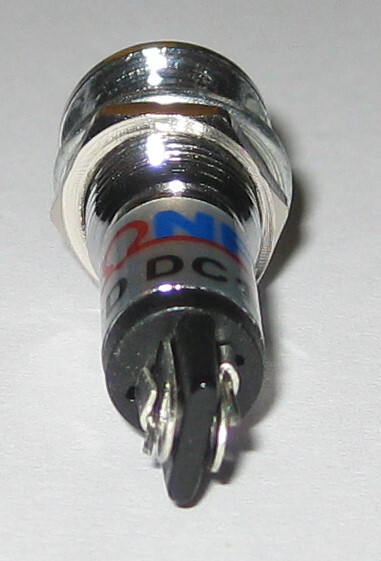 Panel Mount LED - Red - Chrome Case - 12V DC - 8mm Mounting - Lockwasher / Nut