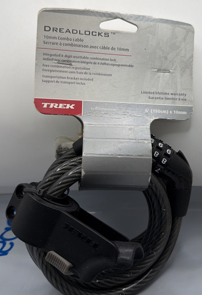 Trek Kryptonite Dreadlocks 6' x 10mm Large Combination Cable Lock Trek Lock
