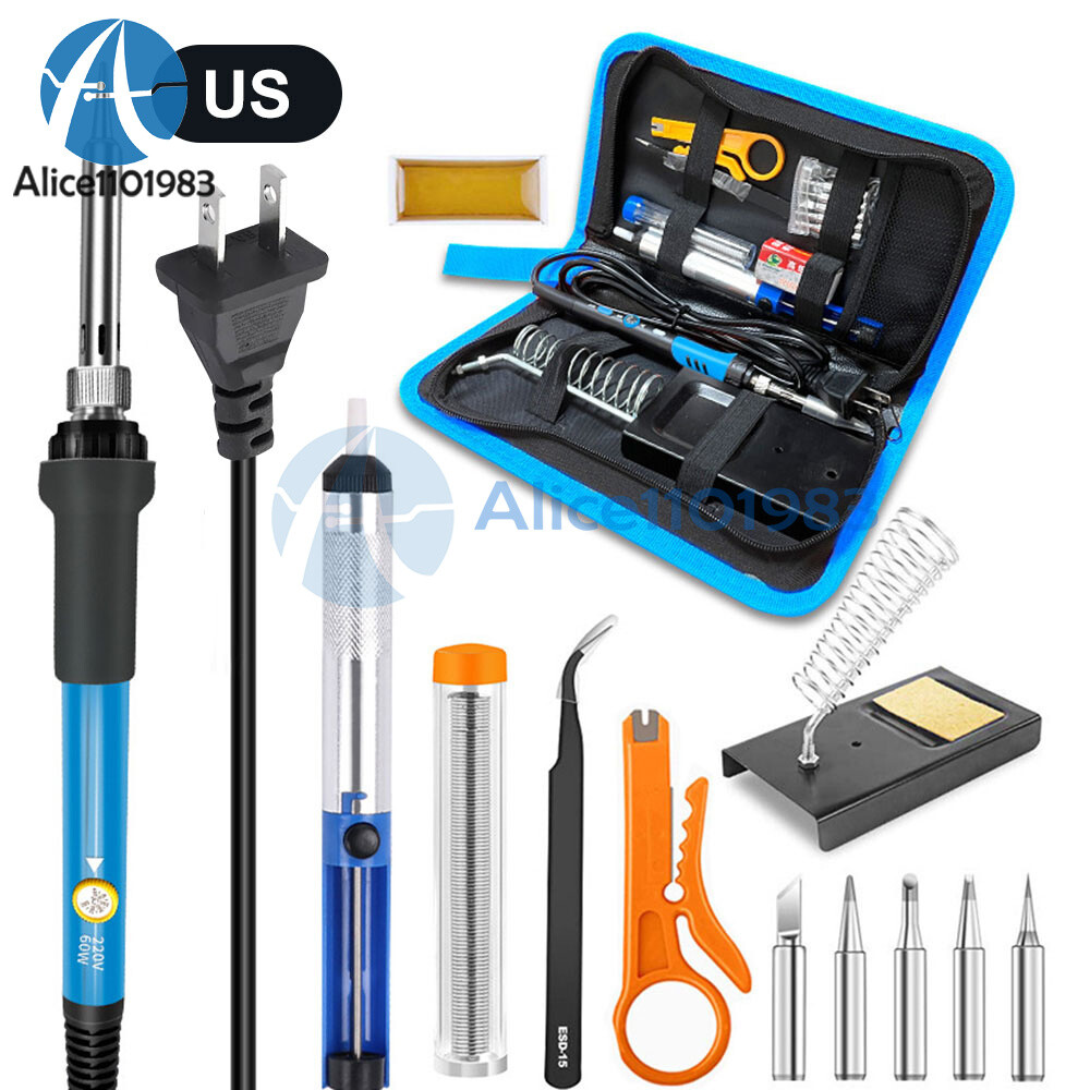 Soldering Iron Electric Adjustable Temperature 60W Welding Solder Tool set