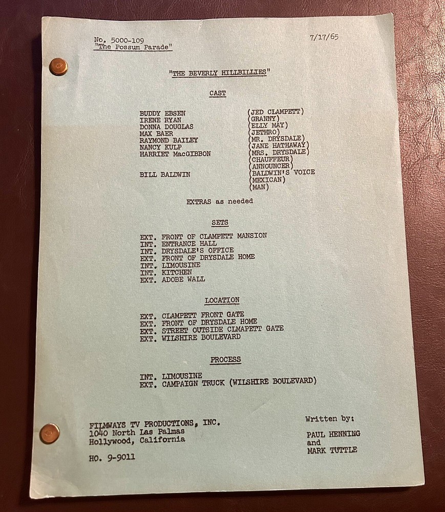 The Beverly Hillbillies Original TV Script