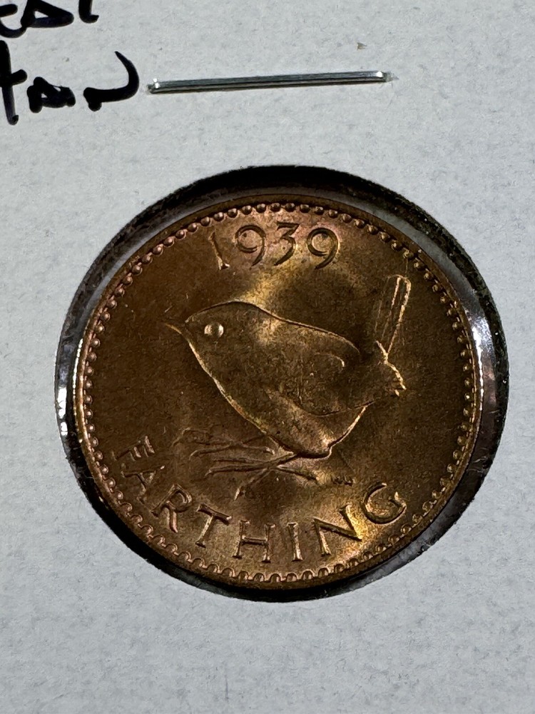 1939 Great Britain Farthing Bronze Coin