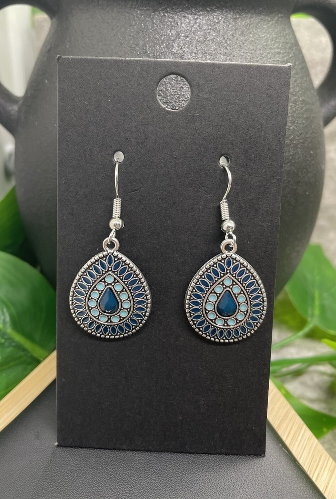 1.5” Silver-tone  Boho Beaded Dangle Earring Set  New Free Ship B4135