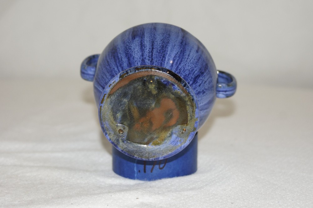 Blue Drip Glaze Vase with Two Handles