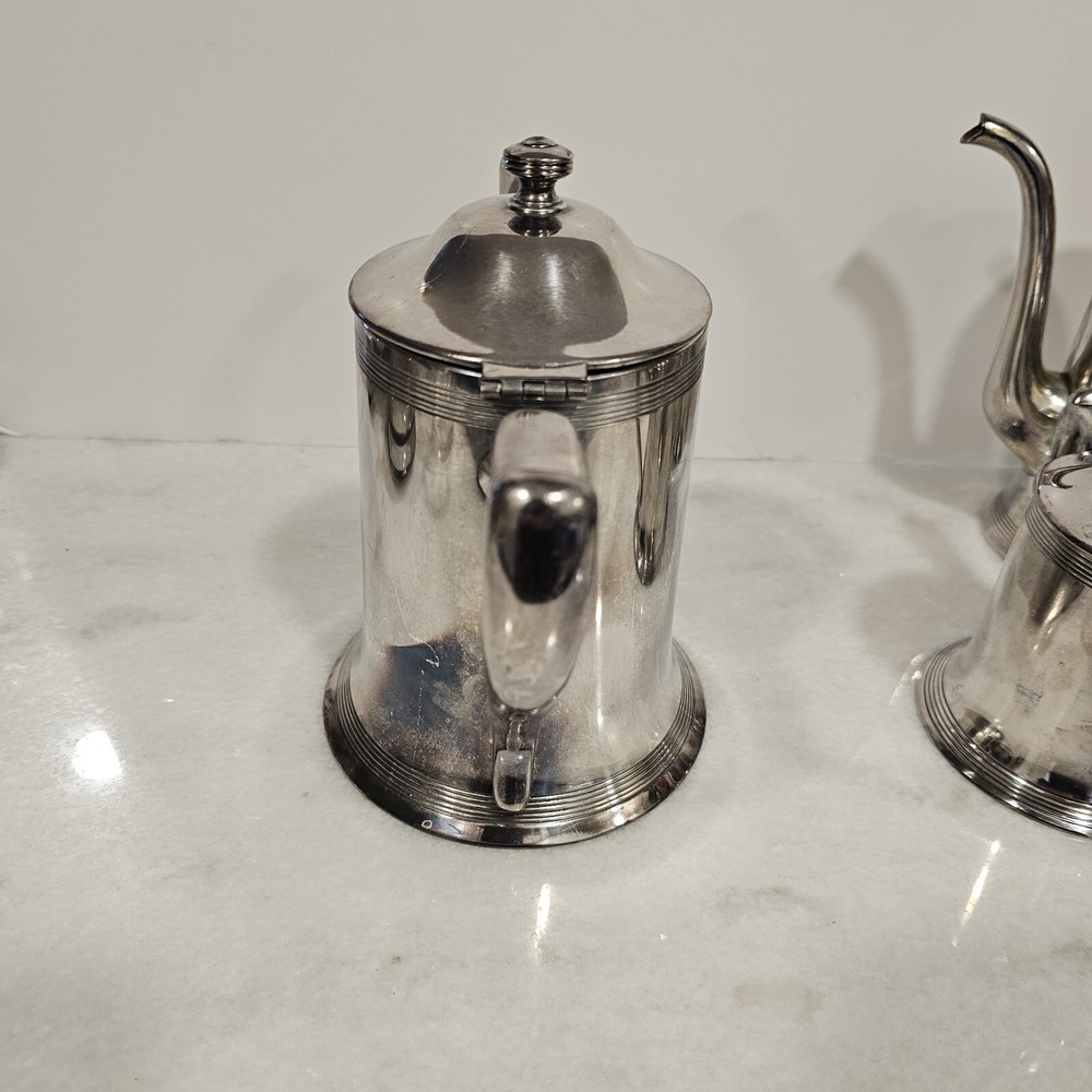 Poole Silver Co Sheffield Silverplated Coffee Tea Pot, Sugar Creamer 4 piece set