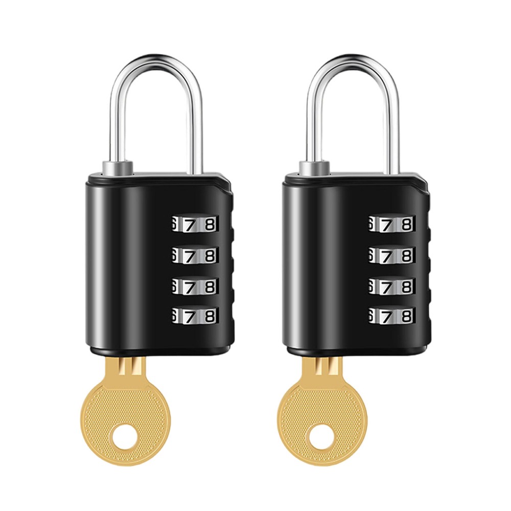 2 Pack 4 Digit Combination Padlock with Keys for School Gym Locker Waterproof