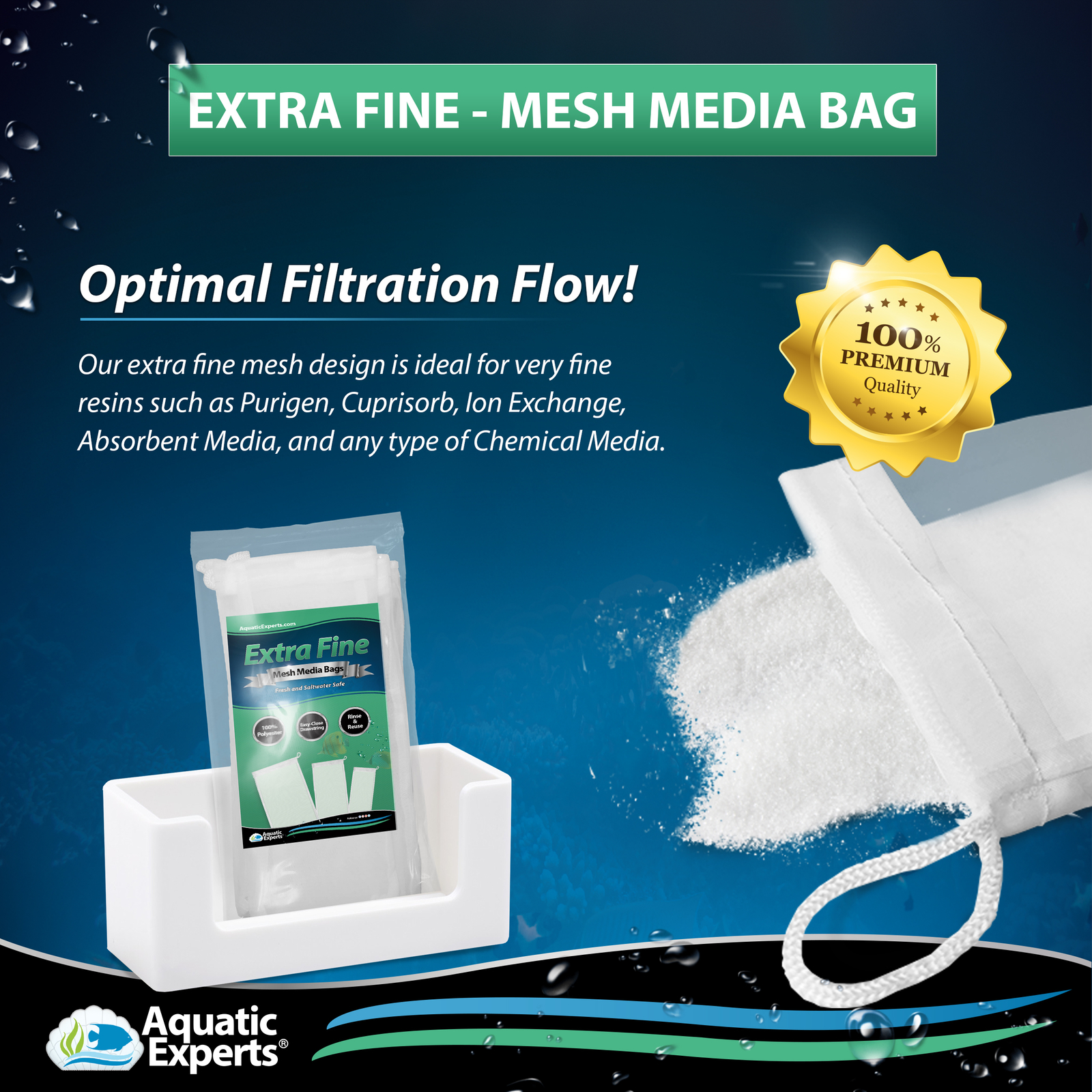 Extra Fine Reusable Mesh Filter Media Drawstring Bags for Aquarium Filtration