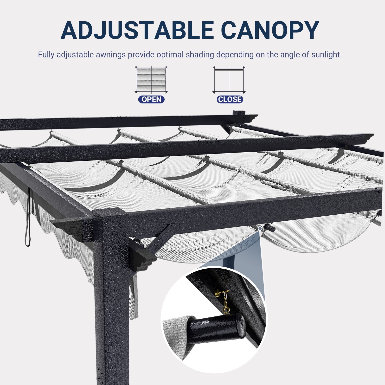 10 x 12 FT Black Outdoor Patio Pergola with Retractable Sun Shade Canopy