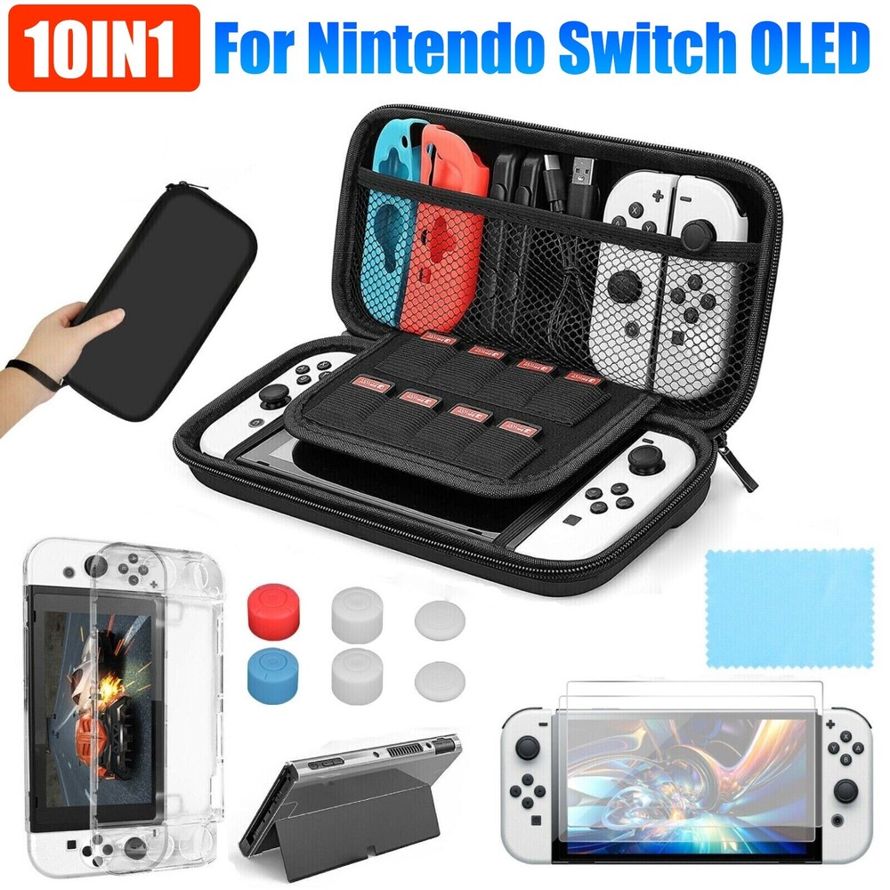 Carrying Case Bag+Shell Cover+Tempered Glass Protector For Nintendo Switch OLED
