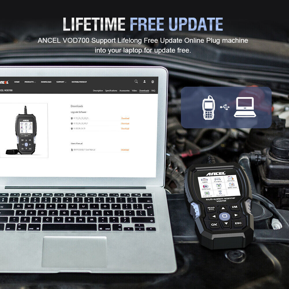 ANCEL VOD700 OBD2 Scanner For VOLVO Diagnostic Tool Full Systems Code Reader