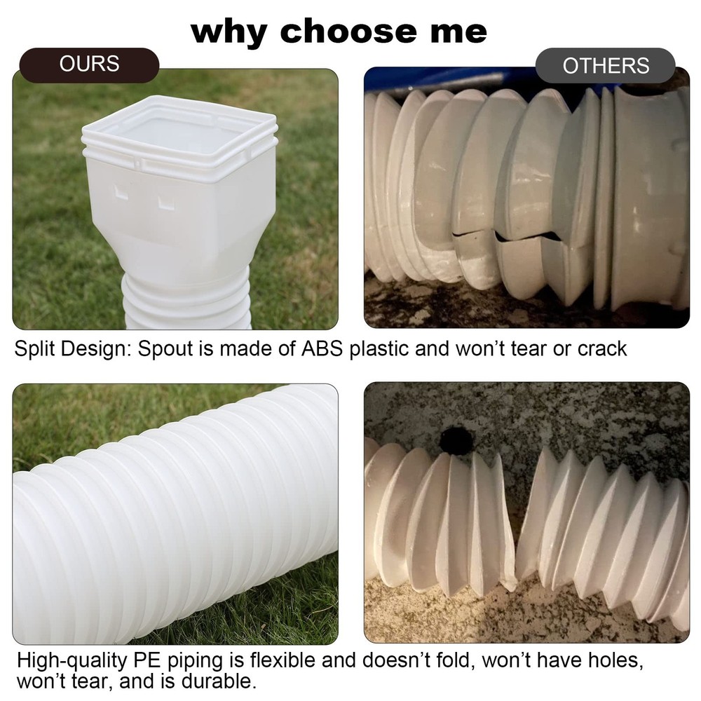 plusgutter White-2pack Rain Gutter Downspout 21 to 68 inches, White