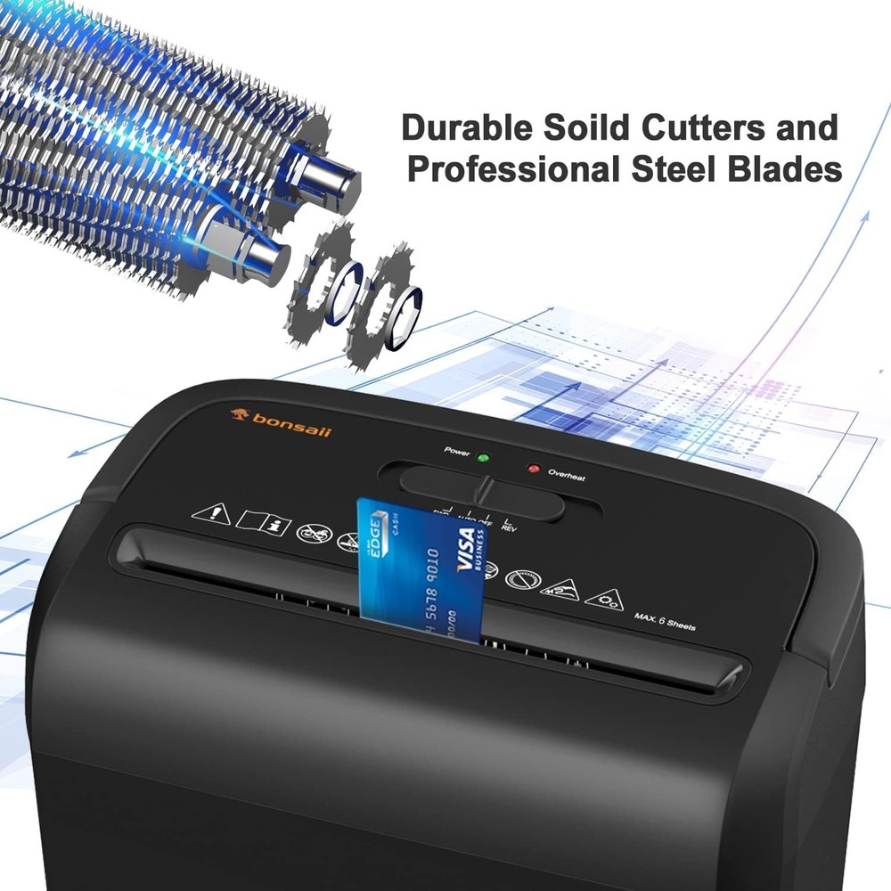 High-Security Portable Micro-Cut Shredder - Ideal for Home Offices, 6-Sheets