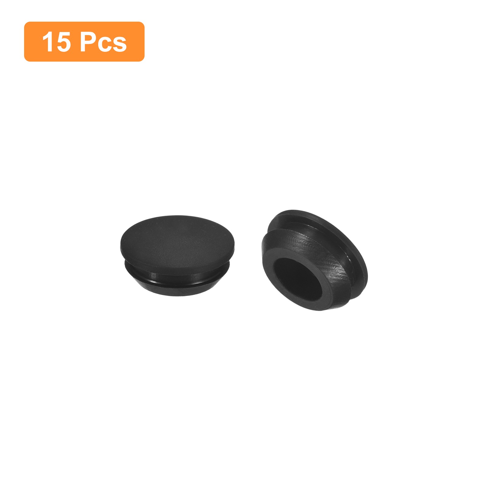 15Pcs Silicone Plugs Rubber Round Hole Plugs for 12-13mm Hole Black