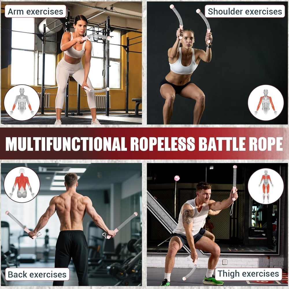 Portable Cordless Battle Ropes with Non-Slip Handle for Efficient Training