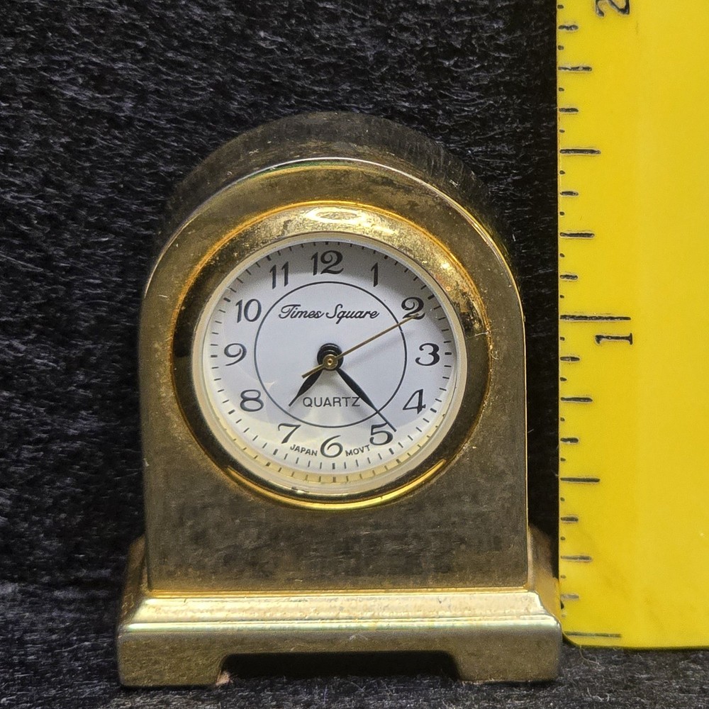 Miniature Brass Clock Quartz Times Square Japan Untested