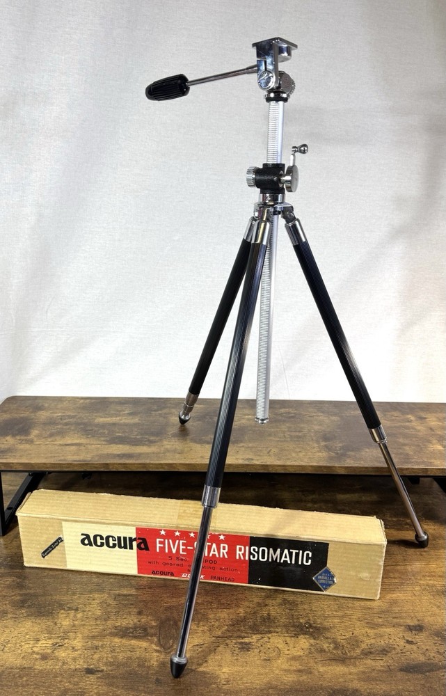 Vintage Accura Five-Star Risomatic Tripod, Lightweight, 17”-57”