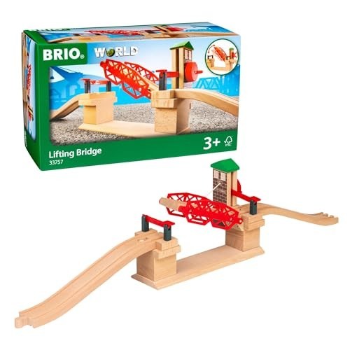 Wooden Train Lifting Bridge Accessory - Moveable, Compatible with All Railway Se