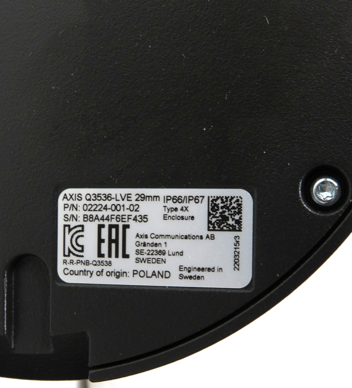 Axis Q3536-LVE 4MP Dome Camera 29mm Lightfinder Forensic WDR Deep Learning [CTD]