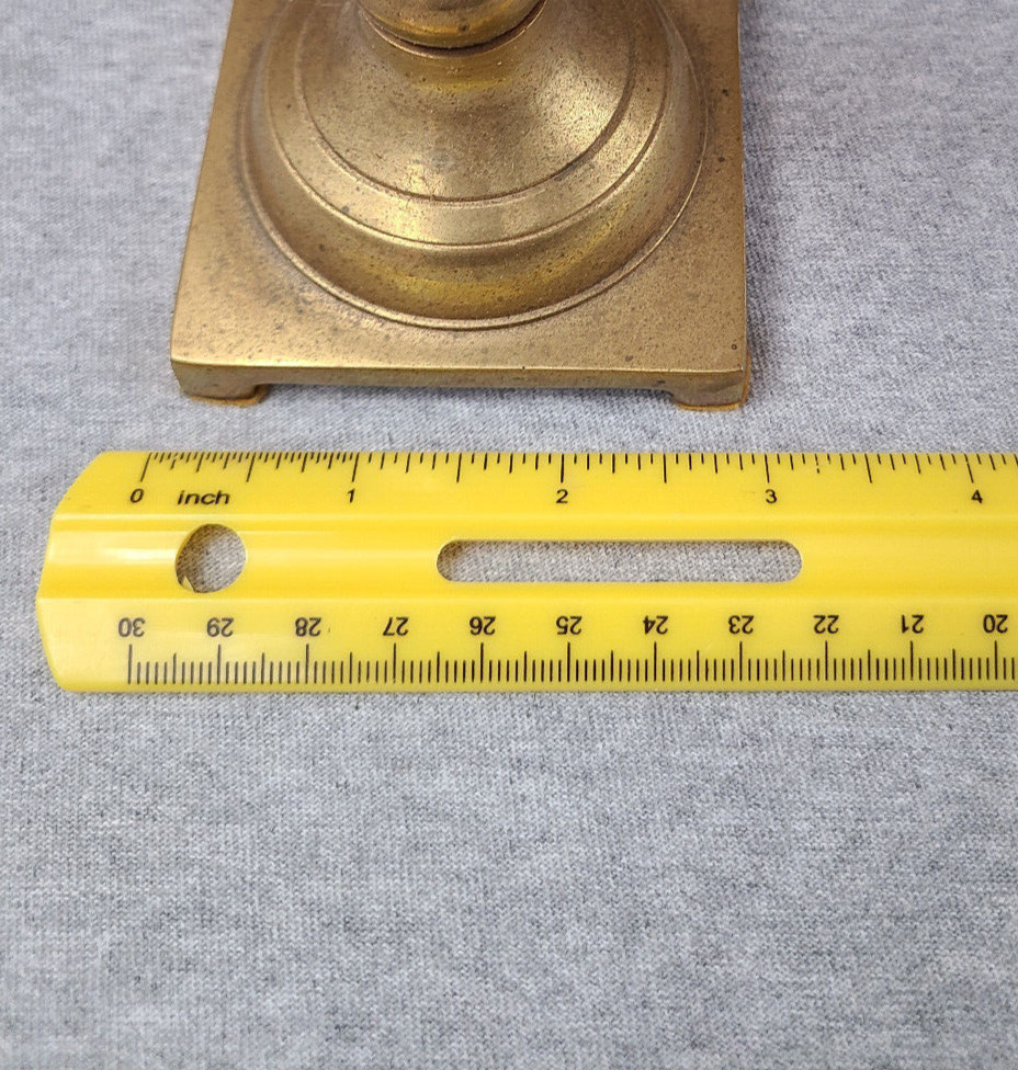Single Brass Candlestick / holder - 9" tall, 3" square base