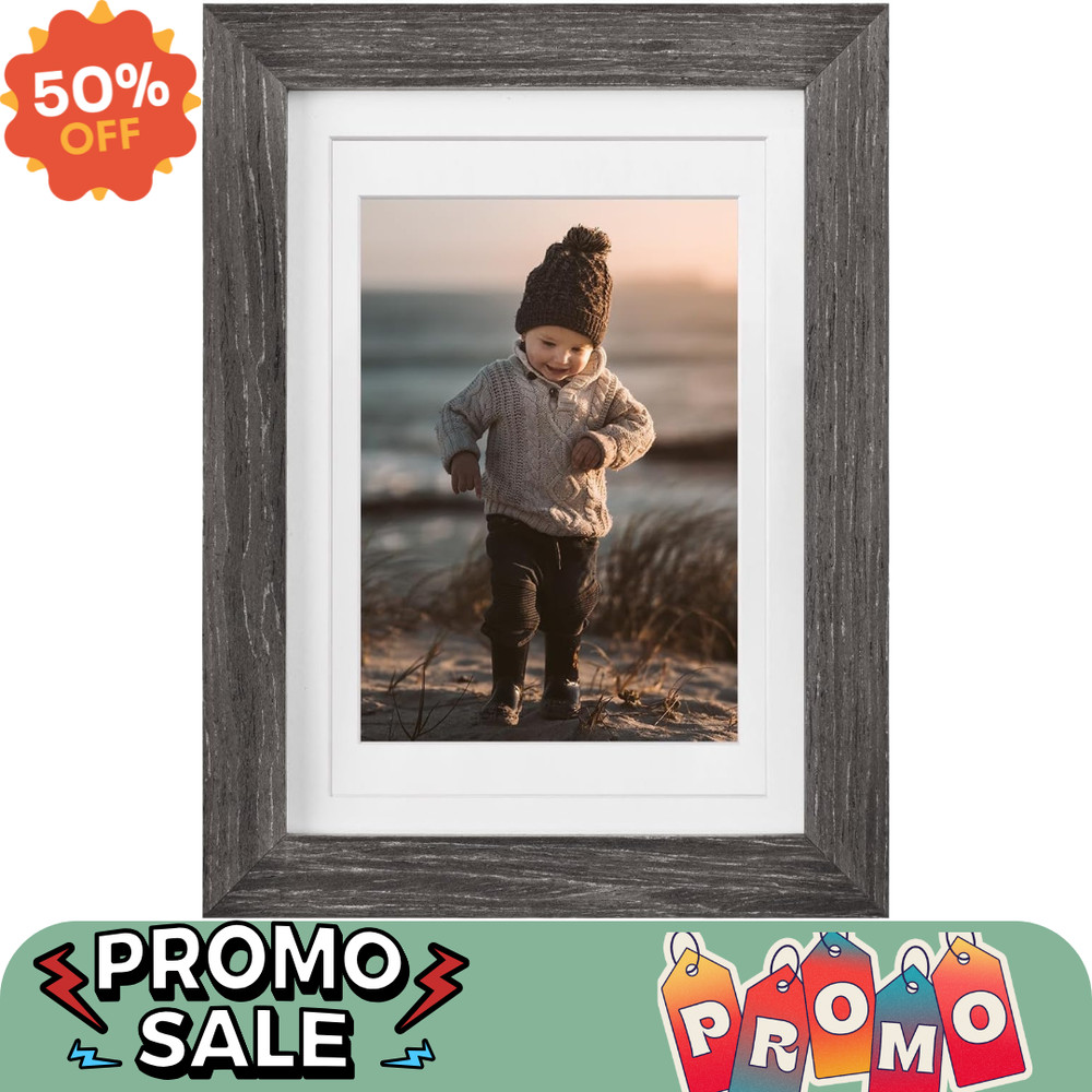 5x7 Picture Frame Ash Black, Solid Wood Frame 5x7 with Acrylic Plexiglass