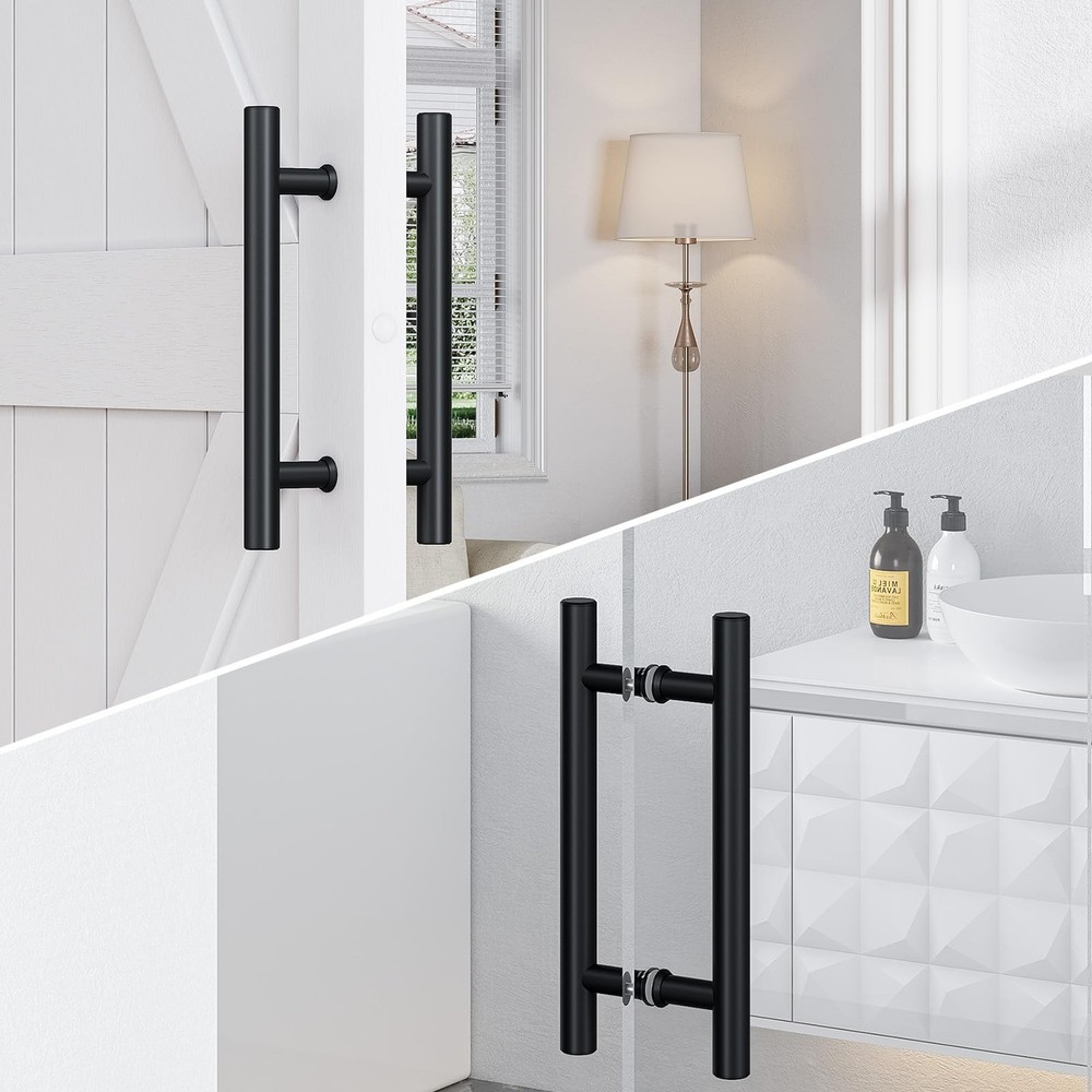 SMARTSTANDARD 12" Push/Pull Sliding Barn Door Handle Set, Double-Sided