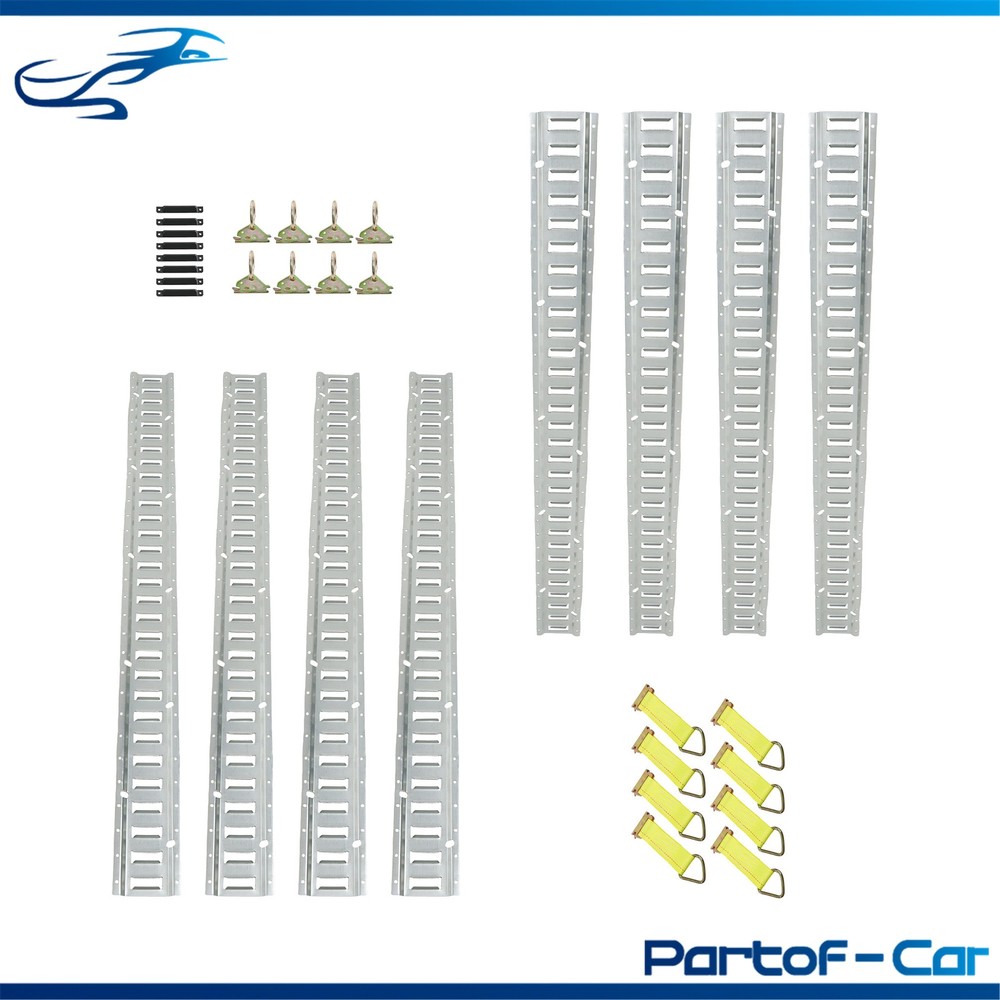32 Piece E Track Bundle: 5' Silver Galvanized Rails, End Caps, Straps, O Rings