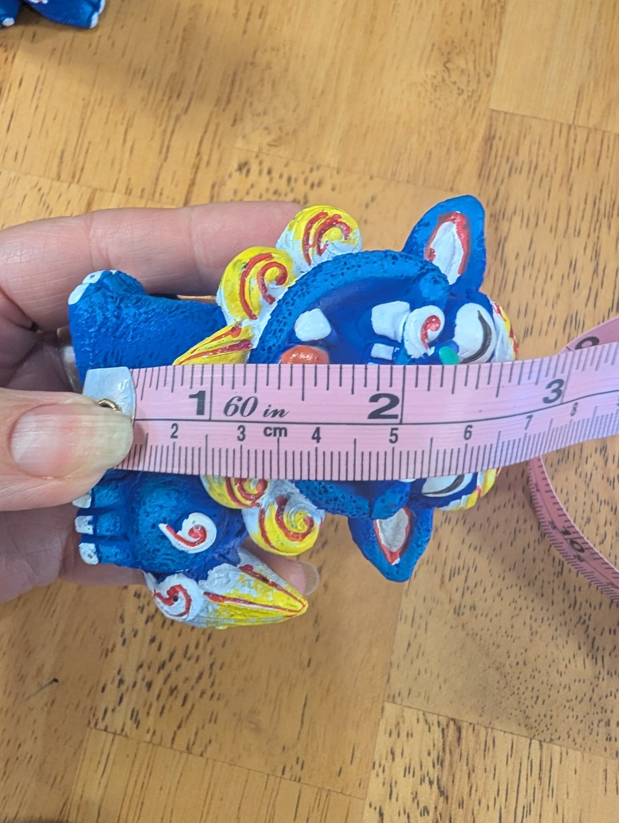 Shisa set of 2 small blue resin guardian foo dog figurines