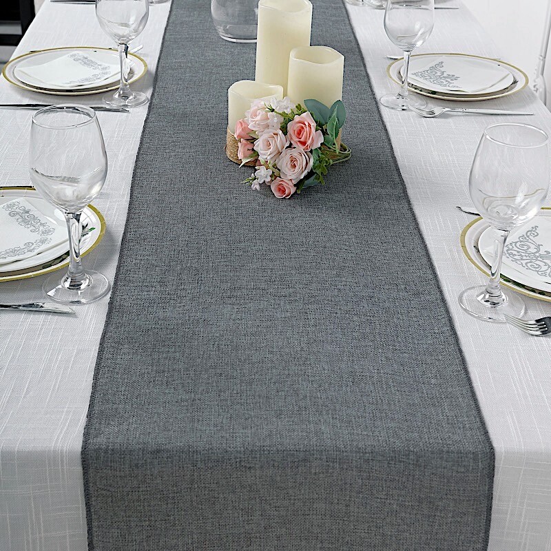 14"x108" Faux Burlap Polyester Table Runner Wedding Party Events Decorations