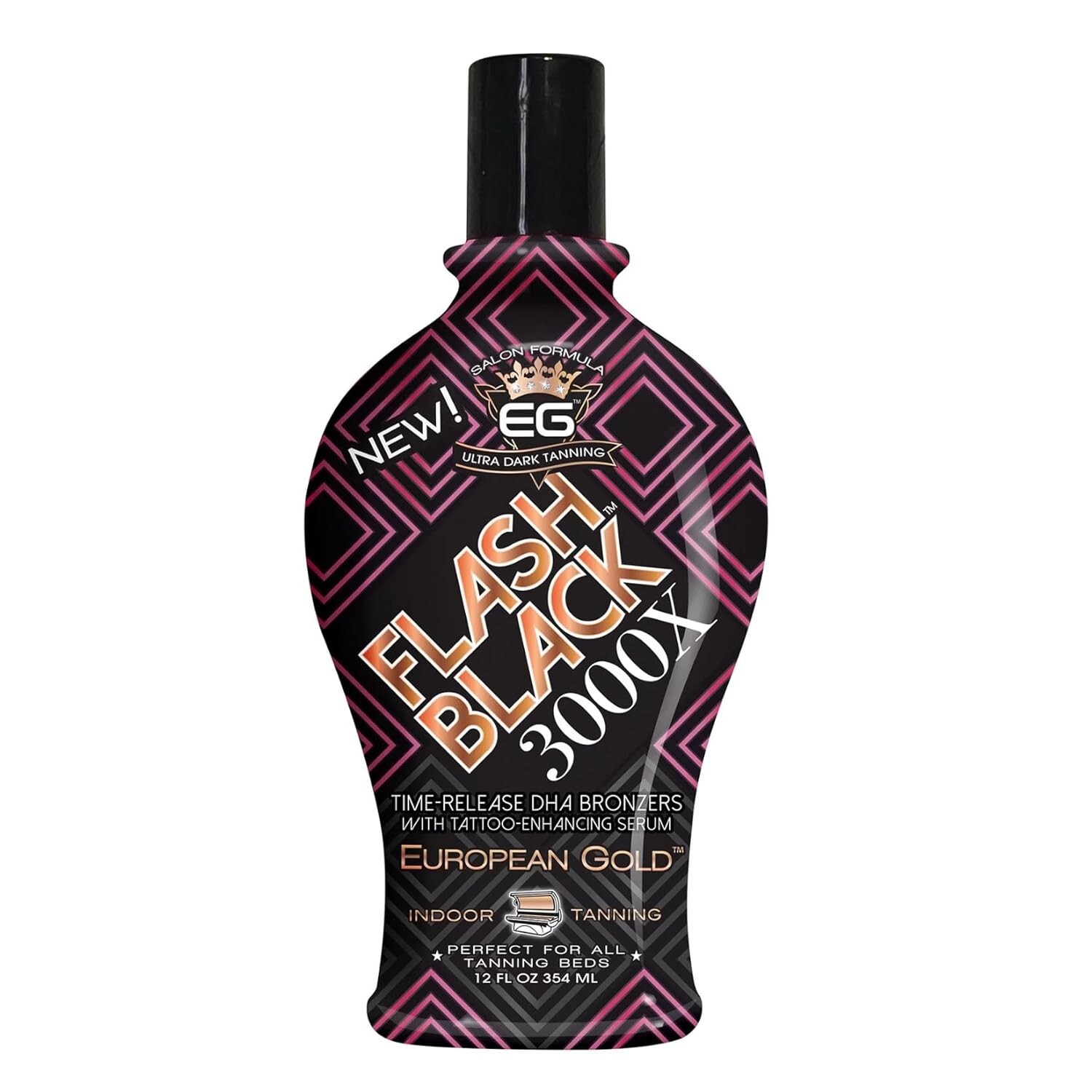 European Gold FLASH BACK 3000X Bronzer Tattoo Enhancer Indoor Tanning Lotion12oz