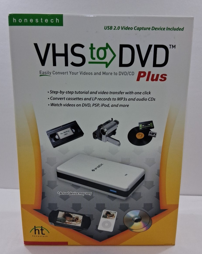 New Sealed Honestech VHS To DVD Plus Video Capture Device & Software Kit PC USB