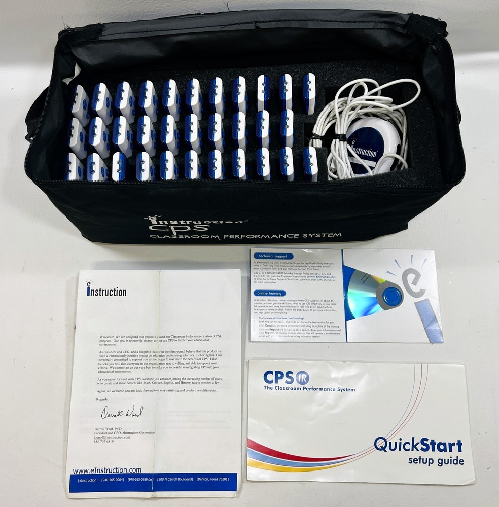 eInstruction Classroom Performance System (CPS) w/ USB Base, CD, 32 Remotes