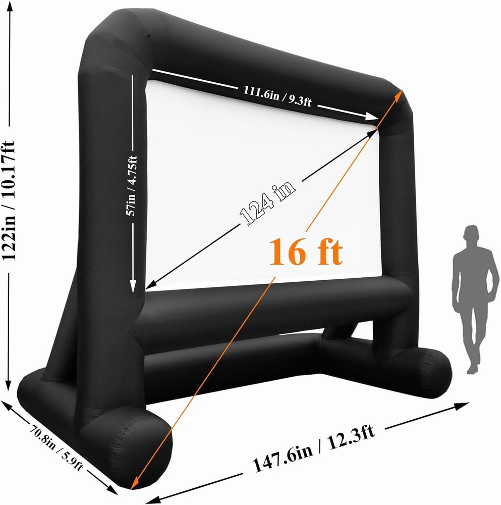 16ft Outdoor Inflatable Projector Screen with Stable Base Easy Setup