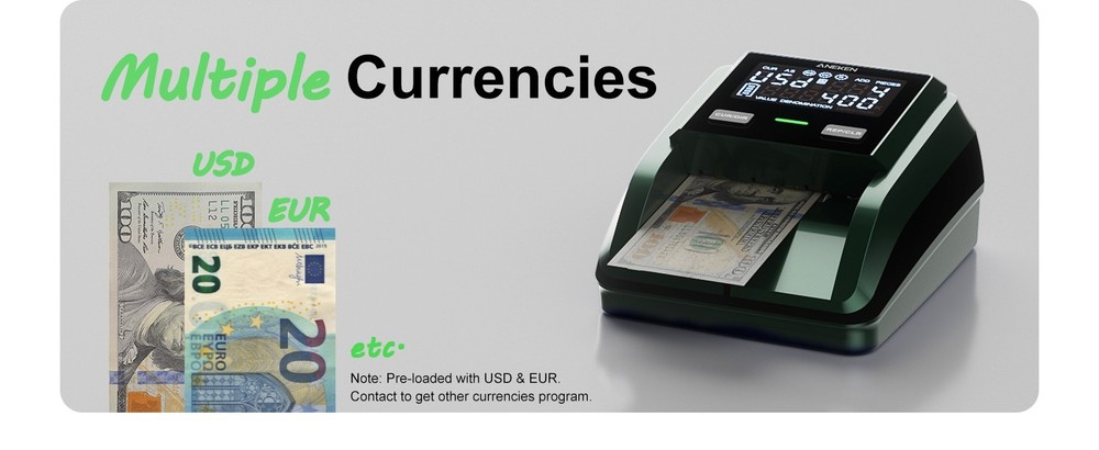 Aneken AL-139 Counterfeit Bill Detector: 2.8" Display, Value Counting, Multi-Dir