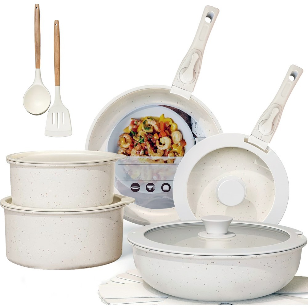 MDHAND 17Pcs Pots and Pans Set Nonstick Cookware Sets Induction Cooking Cookware