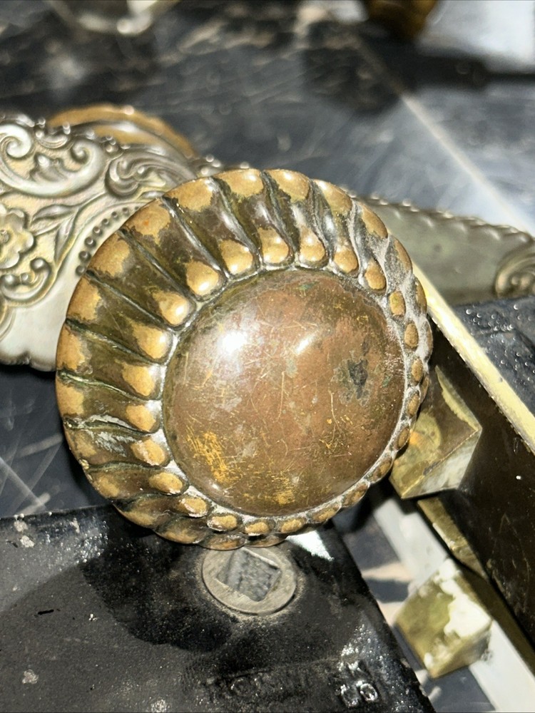 Antique Russell Erwin Hardware Knobs Mortise Plates Screws Set Thumb Lock...