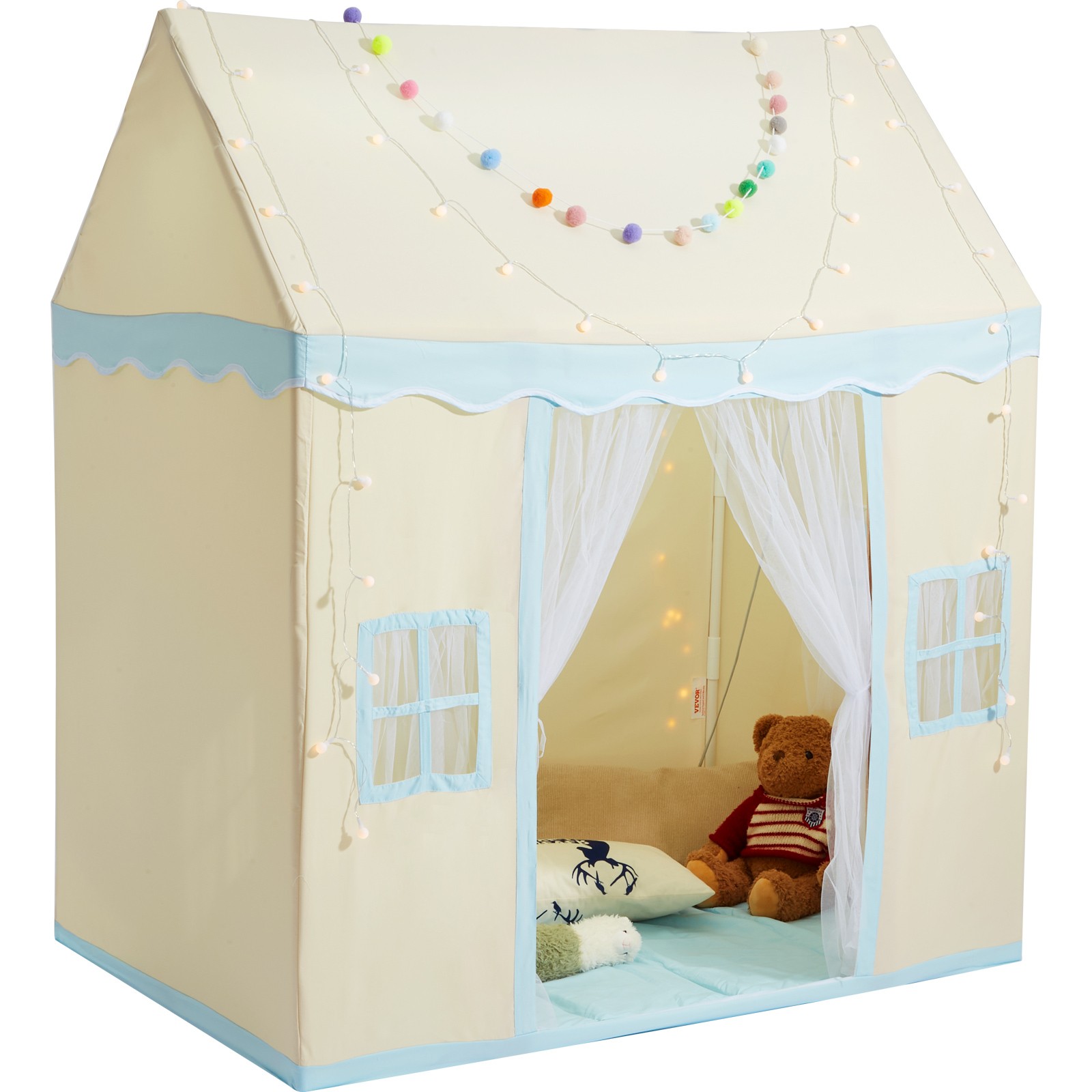 Kids Play Tent Kids Tent for 1-5 Years Old Toddler Tent with Mat and Lamp