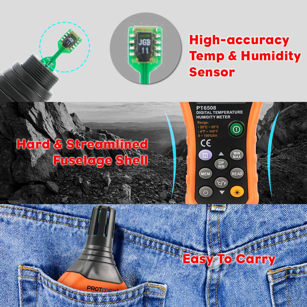 Protmex PT6508 Temperature Humidity Meter, Digital Thermometer Hygrometer Monito
