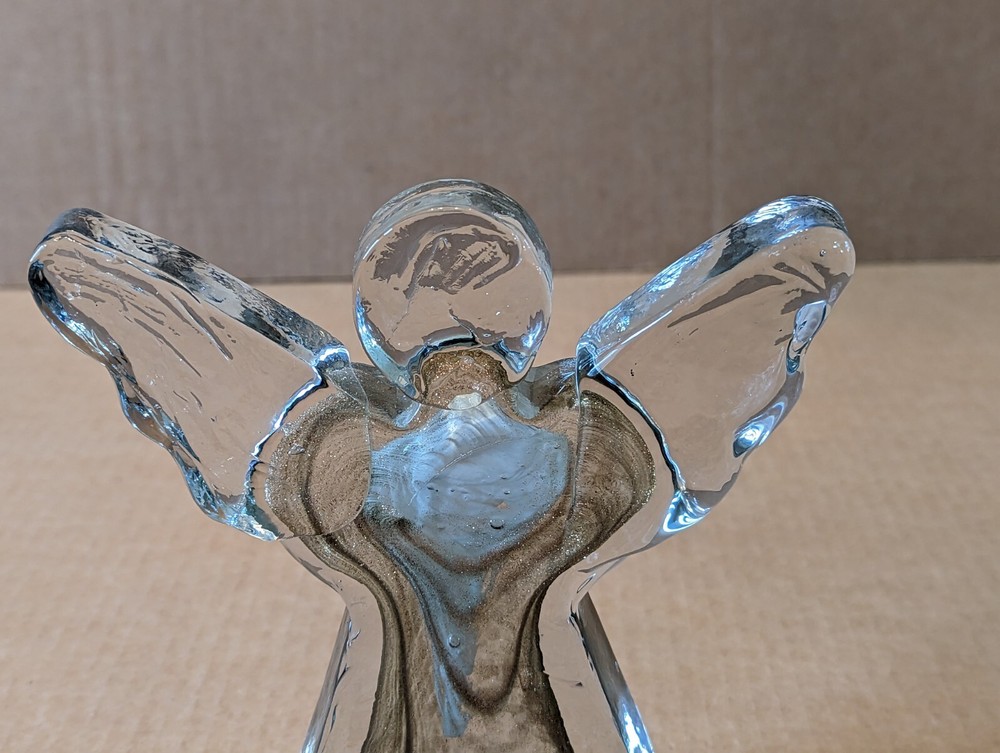 Solid Glass or Crystal Angel Block Style Vintage