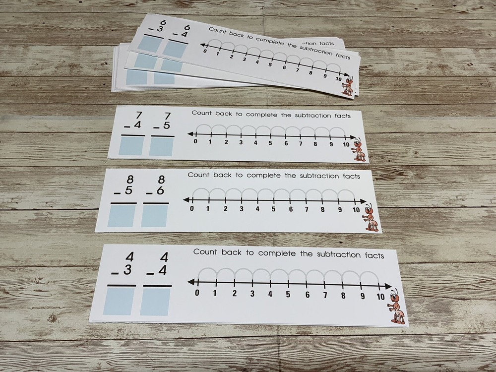 Count Back Subtraction- Math Center - Dry Erase - 30 Laminated Activity Cards