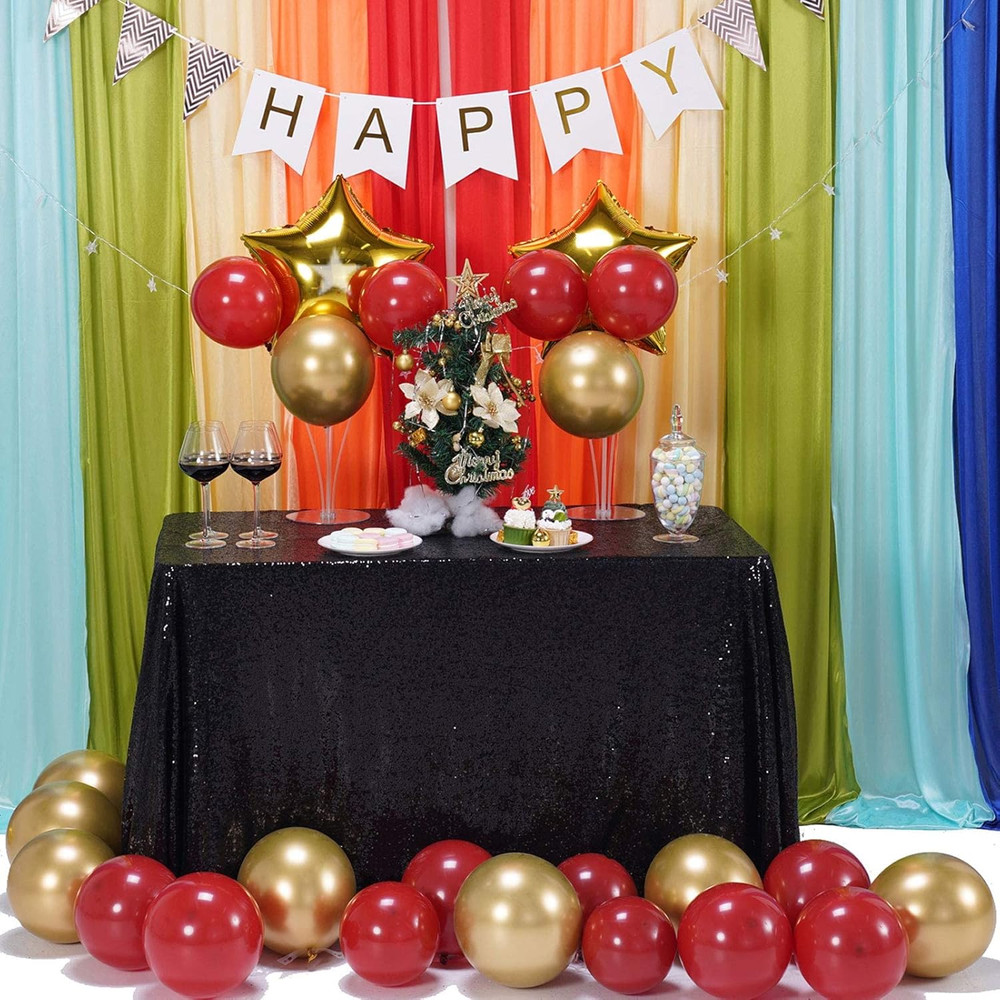Black Sequin Tablecloth 50" X 50" Square Glitter Table Cover Metallic Sequence T