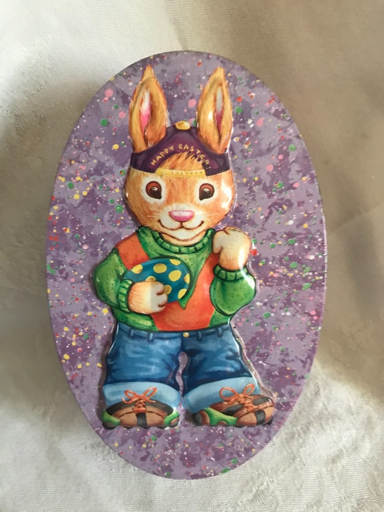 2 Vintage Easter Bunny tins