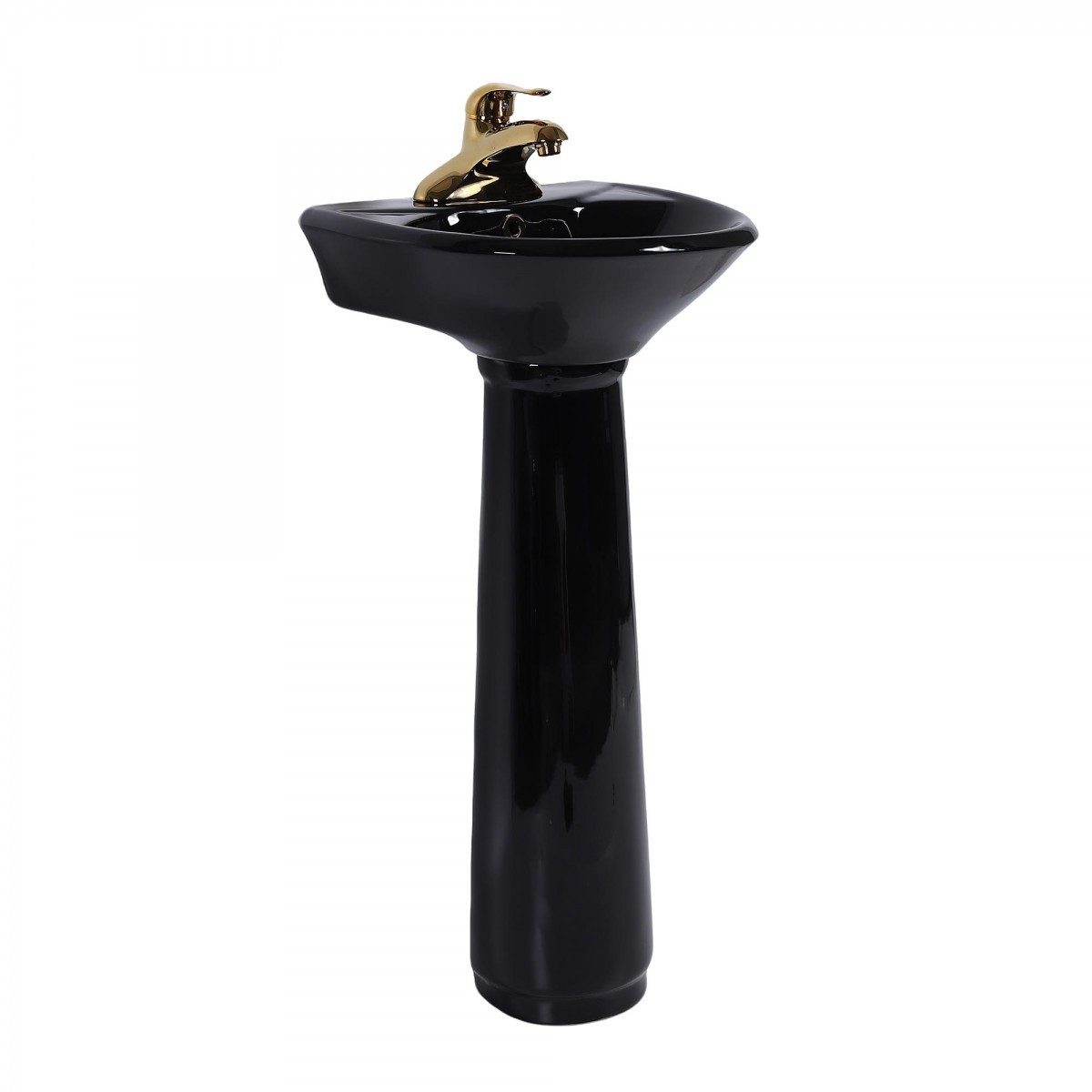 Renovators Supply Black Bathroom Pedestal Sink 4" Centers with Overflow