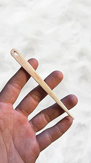 Antique Nalbinding Flat 4.5" Bone Needle, Nalbinding Needle, Nalbinding Needle