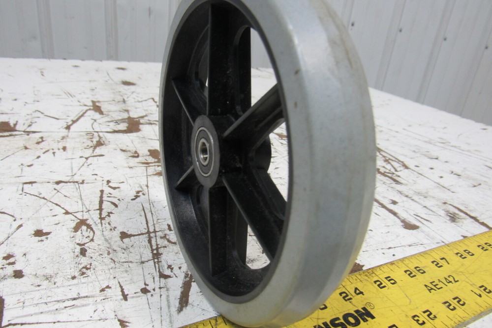 6" Nonmarking Rubber Caster Plastic Hub 8mm Bearing Bore