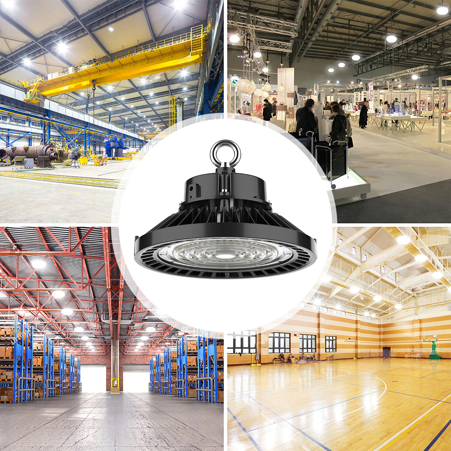 8Pack ETL UFO LED High Bay Light 150W 5000K Dimmable IP65 for Warehouse Gym Shop