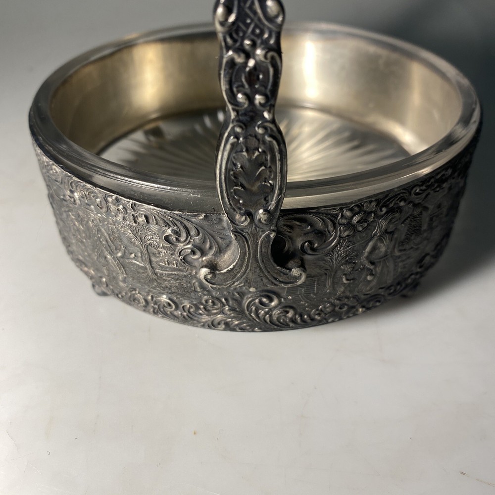 K.S Ornate Condiments Server Dutch Scenes & Handle Footed.