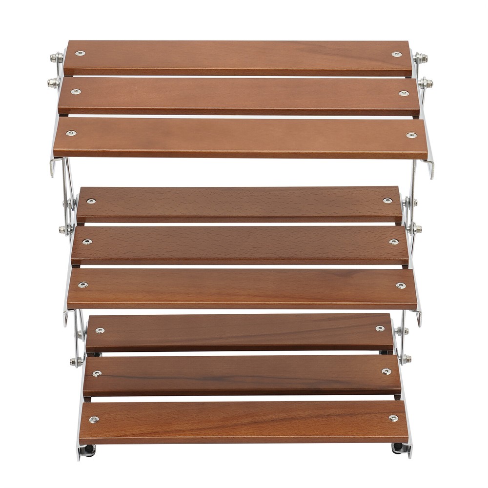 Camping Folding Storage Rack - Portable BBQ Table with 3 Shelves