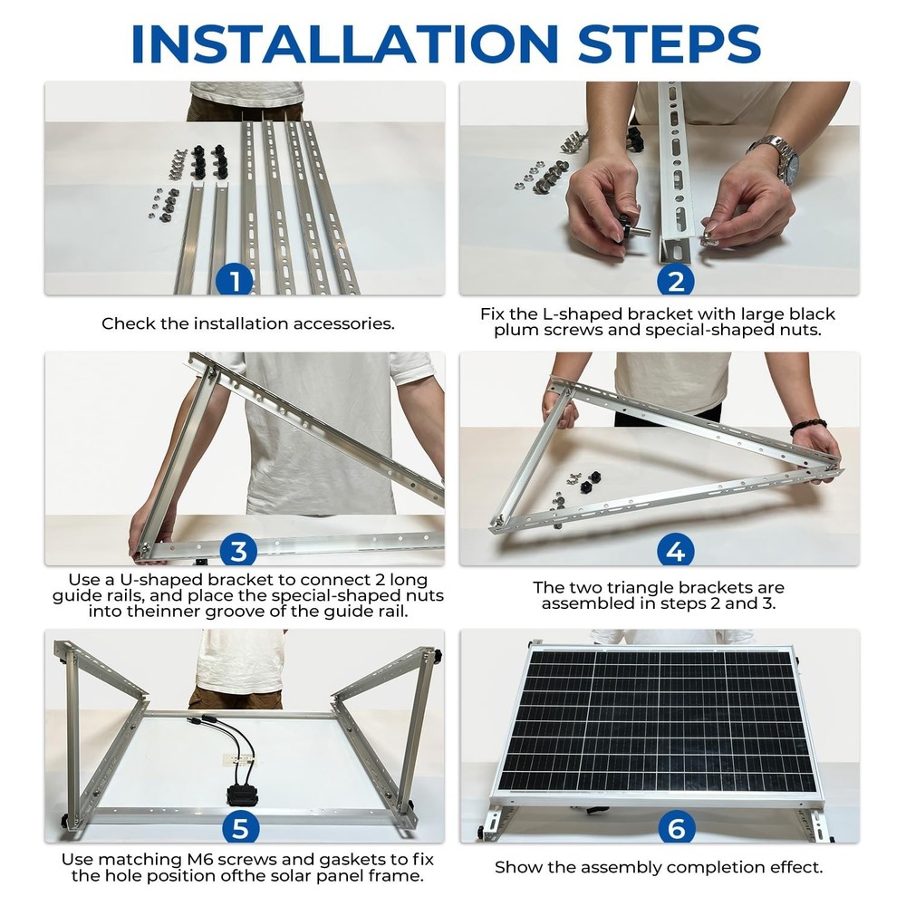 Solar Panel Mount Brackets, 2 Sets 45 inch Adjustable with Foldable Tilt Legs...