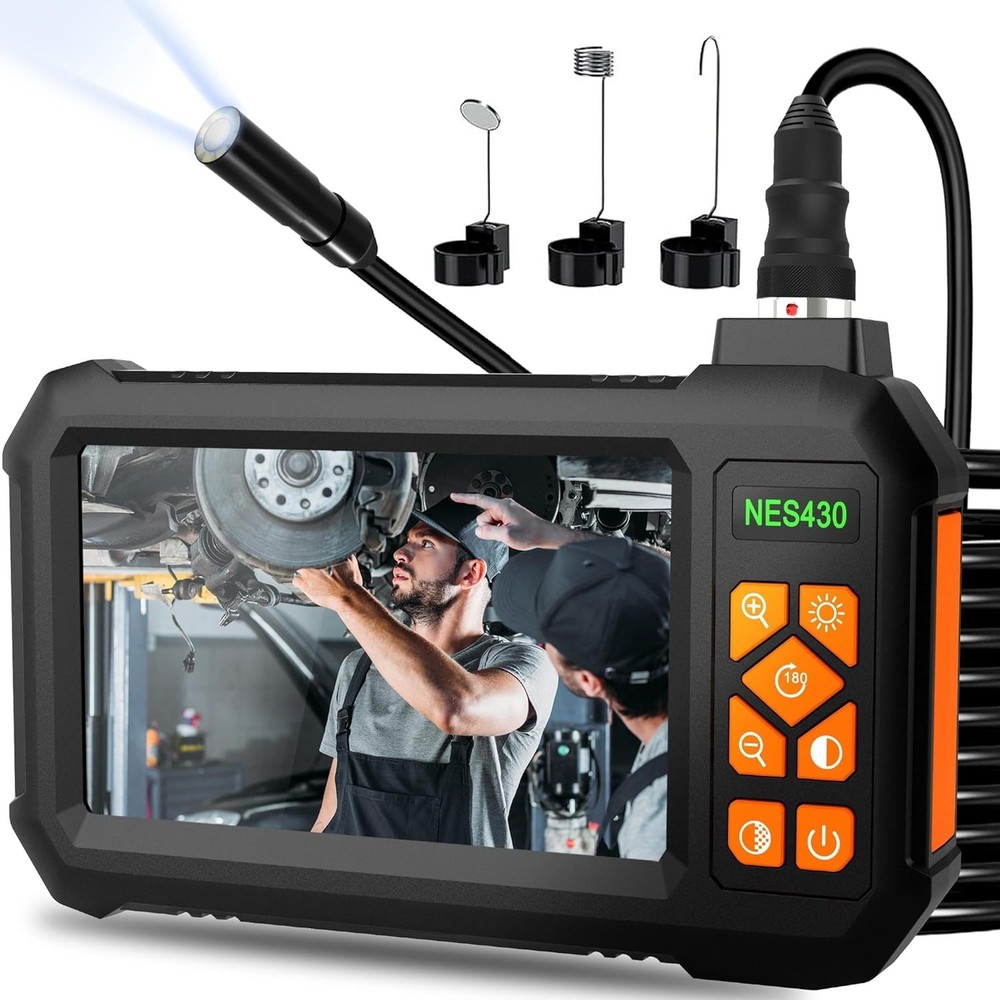1080P HD Borescope Camera with Light, 4.3" IPS Screen, IP67 Waterproof