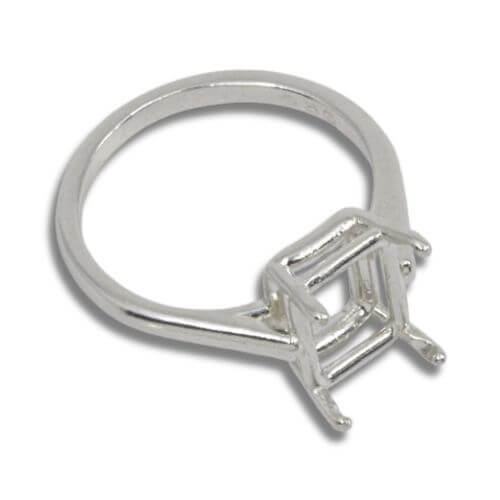 Emerald Cut Single Cathedral Pre-notched Ring Mounting